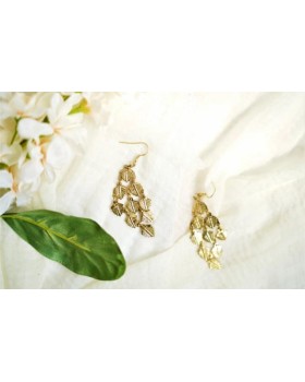 Chandni golden leaf hanging ear ring